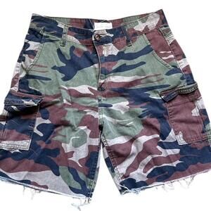 Gilded Intent Women's Size M Cargo Shorts Camo Cut Off Utility Military Cotton
